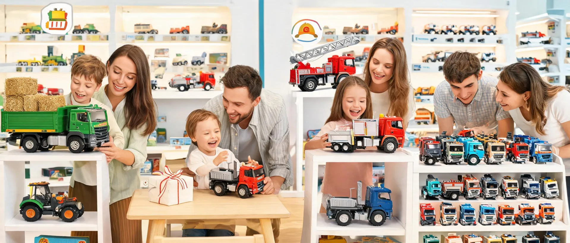Children choosing Bruder toys for different play occasions